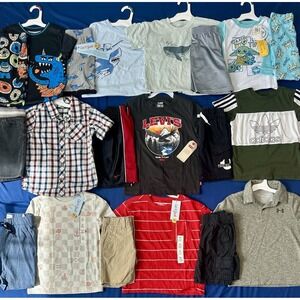 Huge Lot Boys Size 4 5 Clothes NEW &EC Shorts 4T 5t Carters Nike Adidas Hurley